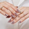 FYB Press On Nails, Short Almond Nails, With Glue (08-Grey-purple