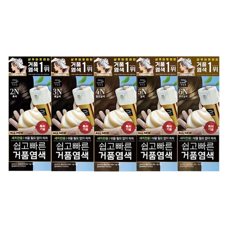 미쟝센 거품 염색약 5종 중 선택 쉽고빠른 6N밝은갈색