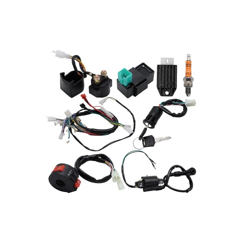 Full Electric Wiring Harness Coil Rectifier CDI Kit, Replacement for