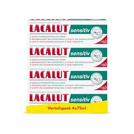 LACALUT Sensitive Toothpaste, Pack of 4, For Gentle Dental Care, Reduces Pain Sensitivity, Protects Teeth and Gums, 4 x 75 ml