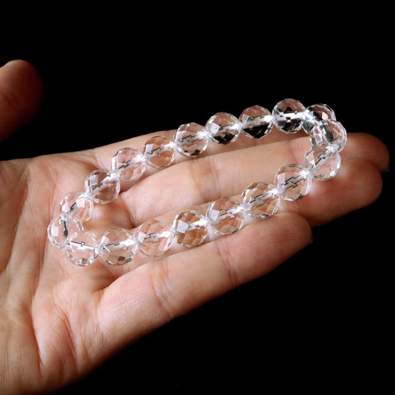 64 Faceted Crystal Bracelet, 0.4 inches (10 mm), Power Stone,
