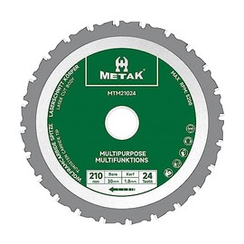 METAK HM Multifunctional Circular Saw Blade 210 x 30 mm for Wood, Metal, Aluminium, Multi Material Saw Blade 210 mm, 24 Teeth for Steel, Reducing Ring 30 mm Included