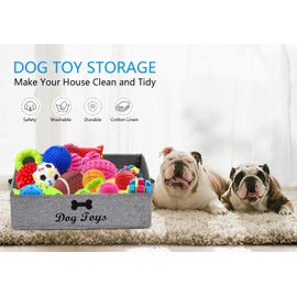Morezi Pet Supplies Storage Box, Canvas Dog Toy Box, Foldable Dog Toy Storage Box, Rectangular, Snow Grey