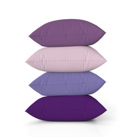 ggaimwf Plain Linen Cushion Covers for Sofa, Purple Gradient Cushion for Bed, Lavender Manor Colour, Handmade Square Cushion Covers with Invisible Zip, 60 x 60 cm, Set of 4