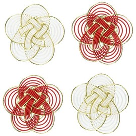 Tokyodo Red and White Chirashi Ume Knot Φ5cm 4-Piece Set XJ000470-zzz