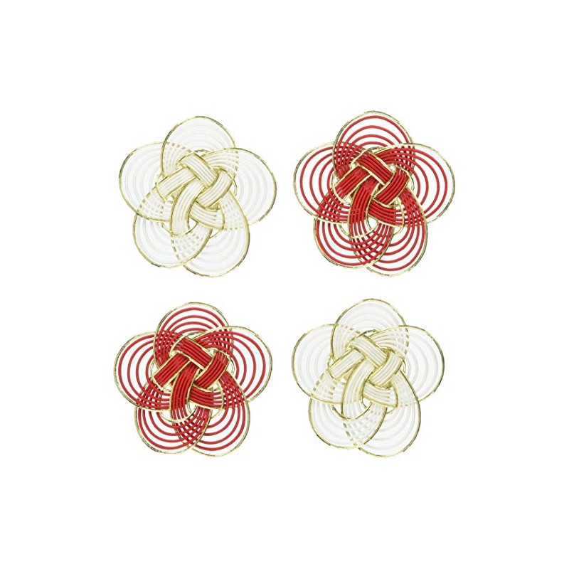Tokyodo Red and White Chirashi Ume Knot Φ5cm 4-Piece Set