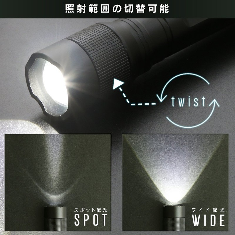 Iris Ohyama LWK-200Z LED Flashlight, Handy Light, Zoom Function, 200