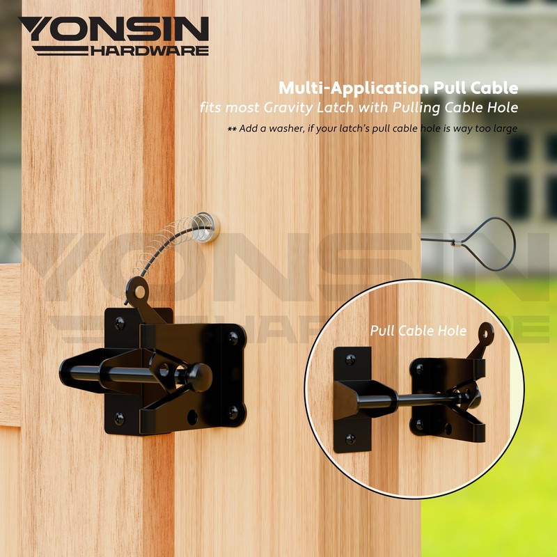 YONSIN 2 Sets Gate Latch Cable Pull, Steel Wire Rope