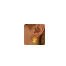 ARAVOP Chunky Stud Earrings for Women 18K Gold Plated Large Square Rectangle Geometric Round Swirl Stud Earrings Trendy Irregular Hammered Statement Earrings