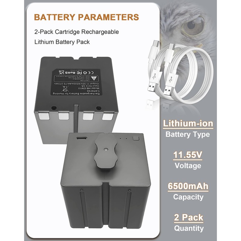 ROYEUEU Battery for Stealth Cam Revolver 360: 2-Pack Cartridge Rechargeable