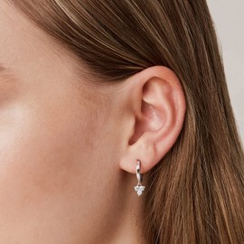 PAVOI 14K Gold Plated S925 Sterling Silver Post Lightweight Drop/Dangle Huggie Earrings for Women | Religious Ornament: Cross, Evil Eye, Clover, Celtic | Dainty Earrings for Women, White Gold, Cubic