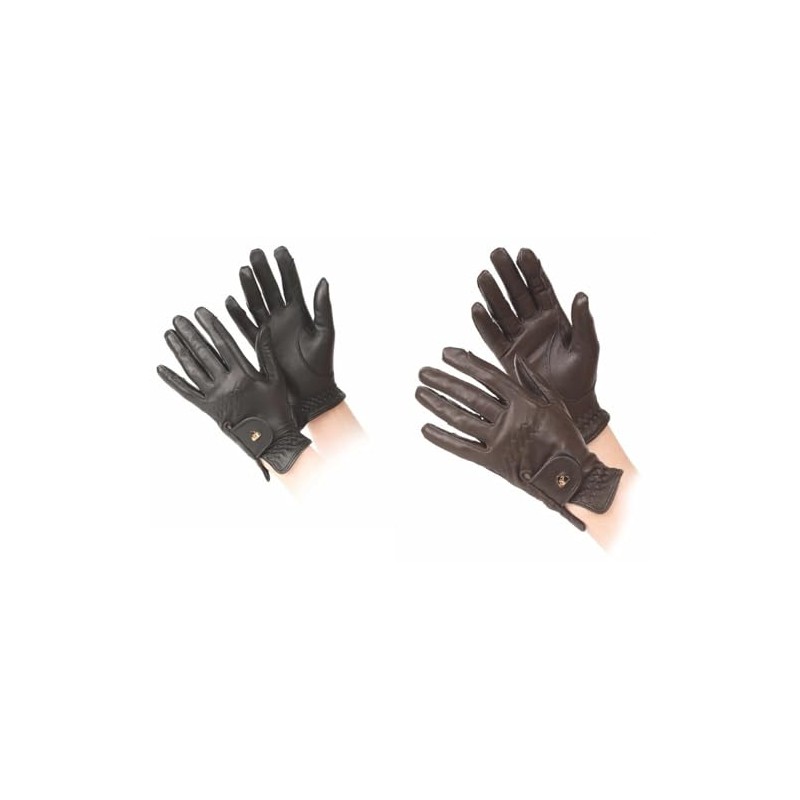 Shires Aubrion Ladies Leather Horse Riding Gloves in Brown Small,