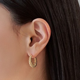 Gold&Deer 14K Goldfield Waterdrop Croissant One-Touch Earrings Yellow Gold / 골드앤디어 14K 골드필드 물방울 크로와상 원터치 귀걸이 옐로우골드