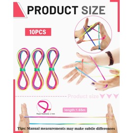 FUGLUS Pack of 10 Finger Twist Thread Game, Finger Twist Game, Rainbow Rope, Flexible Thread Games for Children, Advent, Christmas Gift