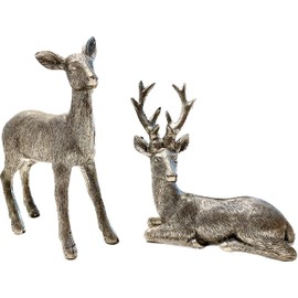 khevga Christmas Decoration Table Stag Decoration Christmas Silver Set of 2