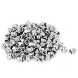 Sourcingmap Acorn Hex Cap Nuts - 100Pcs M5 Dome Nuts 201 Stainless Steel Hexagon Decorative Cap Nut for Screws Bolts Silver Tone