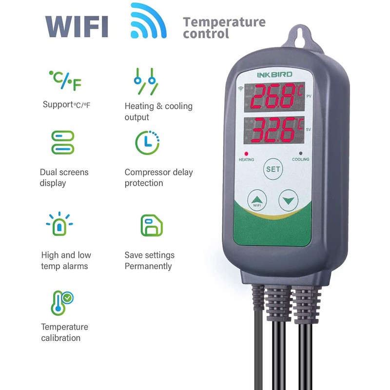 Inkbird ITC-308 WIFI Temperature Controller, Digital Thermostat, Temperature Control, Heating