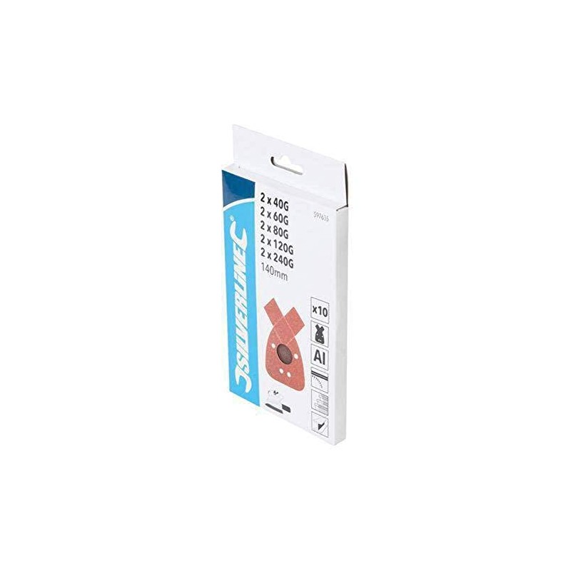 Silverline 597635 Hook and Loop Detail Sander Sheets and 2