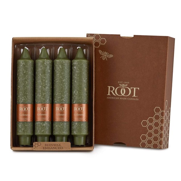 Root Candles 59772 Unscented Timberline Collenette 7-Inch Dinner Candles, 4-Count, Dark Olive