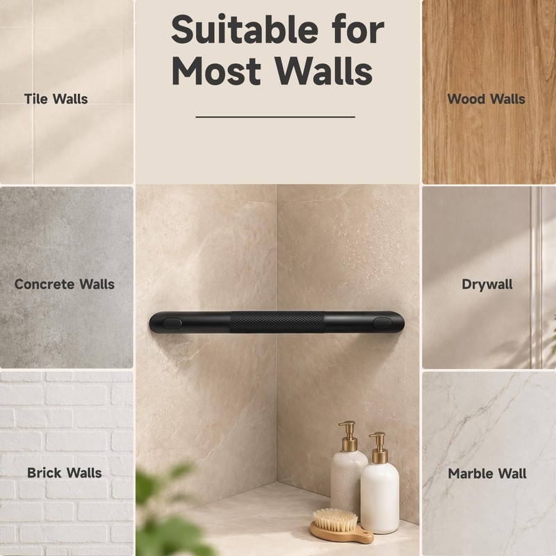 Matte Black Shower Foot Rest Bar Corner Shower Foot Rest