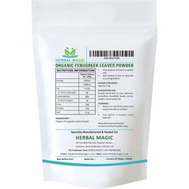 Herbal Magic's Natural Fenugreek leaf Powder (Methi) - Rich Flavoured Smoothies, Shakes, Juices, baking, Soups - Whole Leaf Used -Free from Fillers & Preservatives -100g