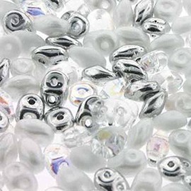 SuperDuo White Wedding Mix 2.5x5mm 2 Hole Beads Czech Glass Seed Beads 100 Gram Bag