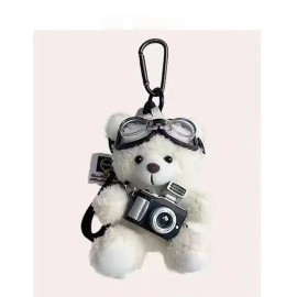 Cute Flash Camera Bear Plush Doll Bag Pendant - Creative Couple Gift Key Chain CharmColor: Multicolor2, Size: H:12cm