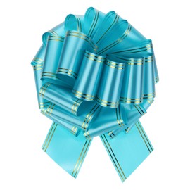 sourcing map 12 Inch Giant Large Pull Bow Big Metallic Car Bows Ribbon with Gold Edge for Wedding Presents Gift Wrapping Christmas, Lake Blue