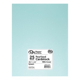 PA Paper Accents Pearlized Cardstock 8.5" x 11" Splash, 98lb colored cardstock paper for card making, scrapbooking, printing, quilling and crafts, 25 piece pack