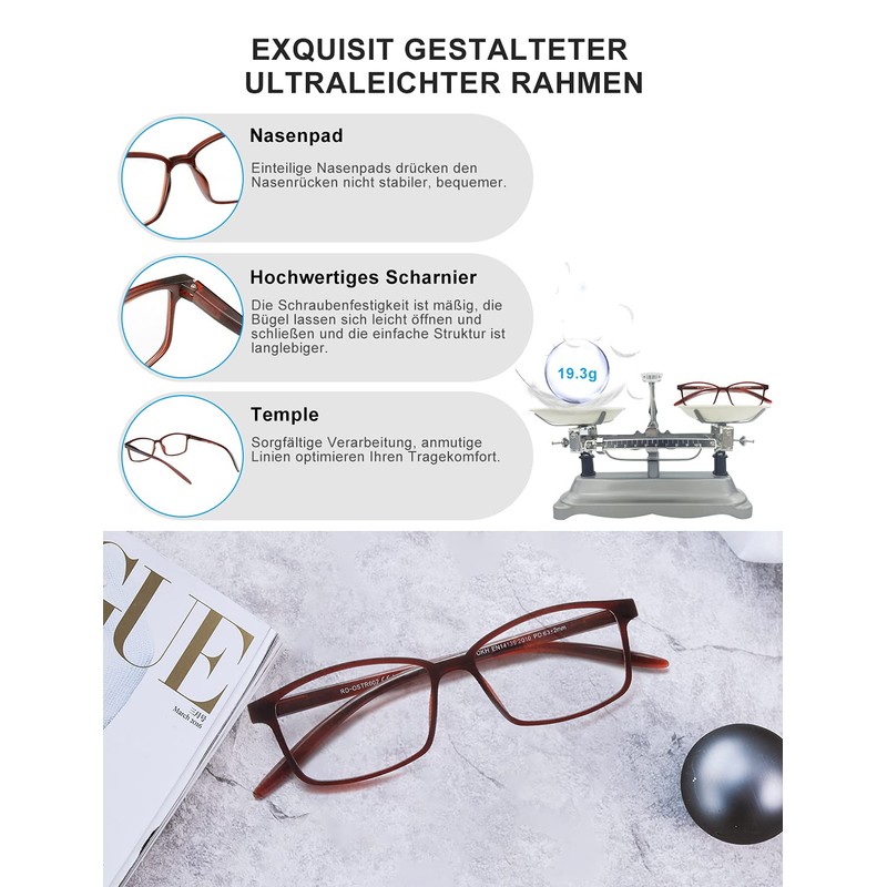 SKYWAY 5 Pack Lesebrille für Herren Damen, Blaulicht blockierende Brillen,