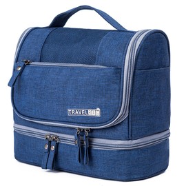 Lanola Toiletry Bag, Water-resistant Comestic Bag Dopp Kit for Men & Women, Upgraded Hanging Travel Toiletry Organizer Kit with Heavy-duty Zippers for Toiletries, Cosmetics, Brushes (Dark Blue)