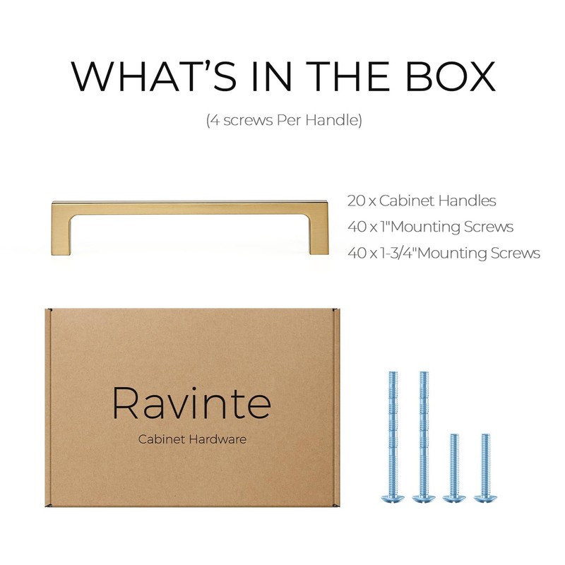 Ravinte 20 Pack Solid 5 Inch Kitchen Square Cabinet Handles