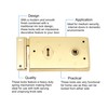 Rim Sashlock Electro Brass Surface Mounted Lock 140 x 85mm