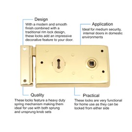 Rim Sashlock Electro Brass Surface Mounted Lock 140 x 85mm