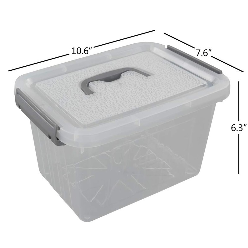 Lesbin Plastic Storage Box, 6-Pack 6 Quart Storage Bins with