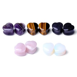 Decentraland 2 Pcs Stone Ear Gauges Earrings Heart-shaped Ear Gauges Plugs Jewelry 18mm(11/16")