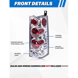 LIWEDFG Tail Light Assembly Compatible with 2003-2022 Chevy Express/GMC Savana Van 1500 2500 3500 Halogen Type Taillight, Rear Brake Lamps Clear Lens Chrome Housing, Left and Right Side
