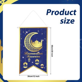 Gosknor Ramadan Mubarak Door Sign, 20x12 Inch Ramadan Mubarak Sign with Lanyard Ramadan Mubarak Door Banner Ramadan Yard Sign Eid Ramadan Mubarak Decorations