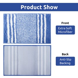 KAMA BRIDAL Microfiber Bathroom Rugs Set 2 Pieces Striped Bath Mats for Bathroom Floor Non-Slip Bath Rugs Fast Water Absorbent Shower Mat Ultra Soft Anti-Slip Backing Machine Washable