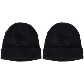 Build Your Brand Heavy Knit Beanie hat, Black, One Size