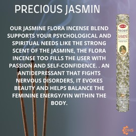 HEM Incense sticks PRECIOUS JASMINE Full box of 6 with DHS incense stick holder for Yoga, Meditation, Healing, Spirituality, Aromatherapy, Incense Spa and Relaxation…