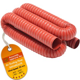 2 in Intake Hose Automotive Air Duct Hose Length 3 Meter (10 Feet) Double-layer Silicone Flexible Brake Cooling Ducting Induction vacuum hose for Air System (Red)