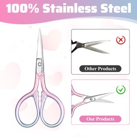 2 Pcs Eyebrow Scissorses for Women Small Scissors Beauty 3.67 Inch Pink Professional Cosmetic Lash Scissors Trimming with Stainless Steel Straight Tip for Eyebrows Hair Nose Hai Beard
