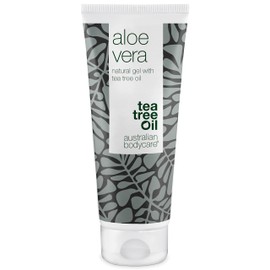 100% Vegan Bio Aloe Vera Gel 100 ml | Aloe Vera After Sun Balsam | Natürliches Aloe Vera & Teebaumöl | Kühlend & feuchtigkeitsspendend gegen Juckreiz, Sonnenbrand & Narben