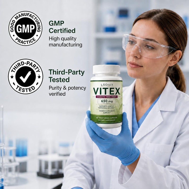 Vitex Supplement 650 mg, Women’s Daily Wellness Support, 60 Vegetarian
