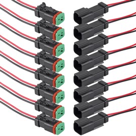 JUZITAO 8Kits 2 Pin DT Connectors Waterproof 16AWG 2 Wire Automotive Electrical Connector 2 Pin Male and Female Waterproof Connectors Plug and Play for Cars Truck Marine Boats