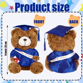 6 Pcs Class of 2023 Graduation Bears Graduation Plush Stuffed Animal Graduation Gifts Stuffed Bear Dolls with Graduation Gown Sash Diploma Cap Tassel for Graduation Party, 9 Inches (Pink) (Blue)