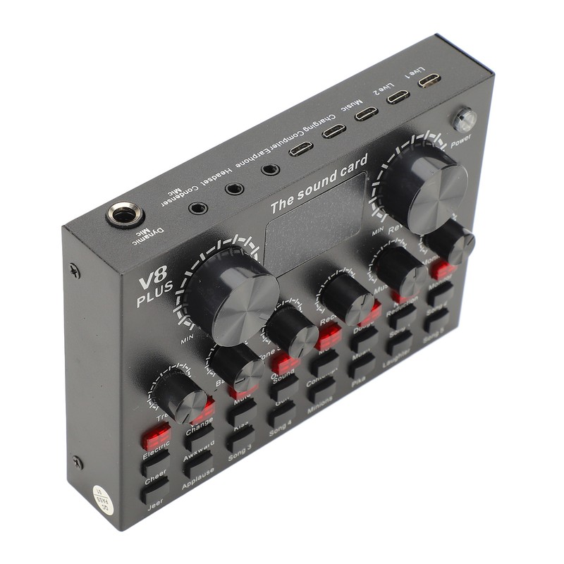Live Sound Card with Built in Microphone Clear Recording Portable