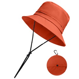 Lancry Bucket Hats for Women Men Packable UPF 50+ Sun Hats for Women with Removable String Breathable Summer Hat for Beach Fishing Hiking, orange, Unit size
