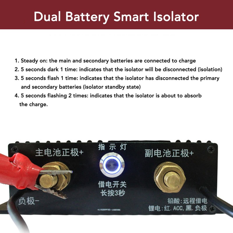 Dual Battery Isolator 150A 12V 24V LED Smart Flashing Voltage